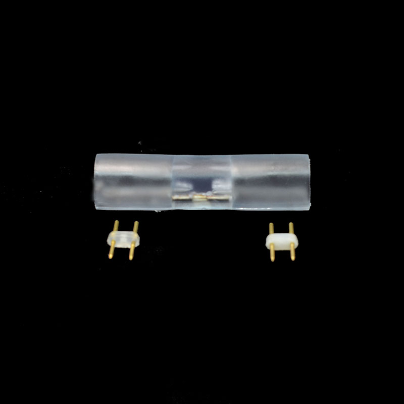 Round 16mm straight line shape High Voltage Bifurcation fast connectors With 2 Copper 2-Pins For LED neon Strip Ligths